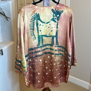 Vintage‎ Laise Adzer Hand Painted Silk Top